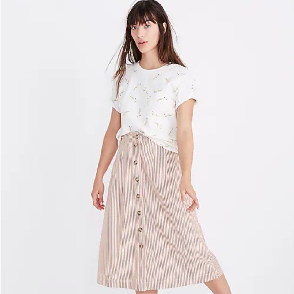 Madewell Patio Striped Midi Skirt